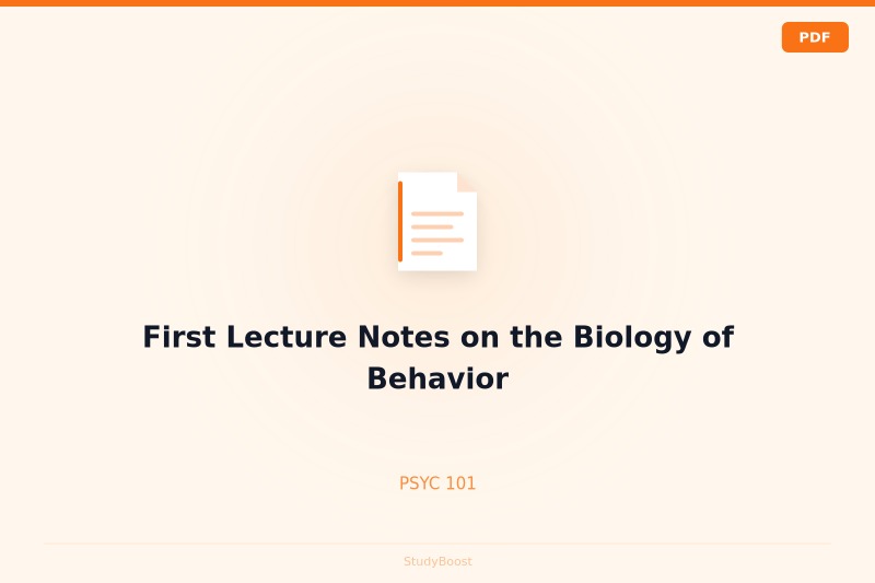 First Lecture Notes on the Biology of Behavior