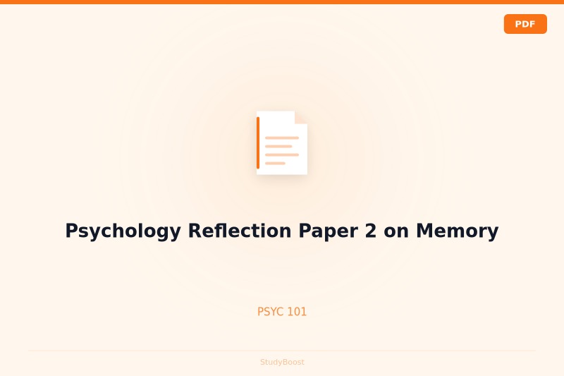 Psychology Reflection Paper 2 on Memory