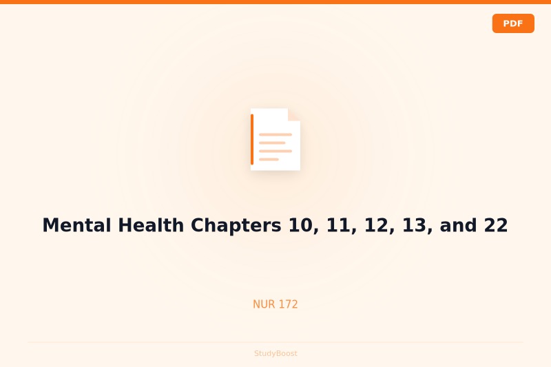 Mental Health Chapters 10, 11, 12, 13, and 22