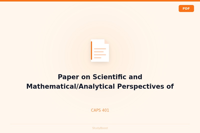 Paper on Scientific and Mathematical/Analytical Perspectives of Inquiry