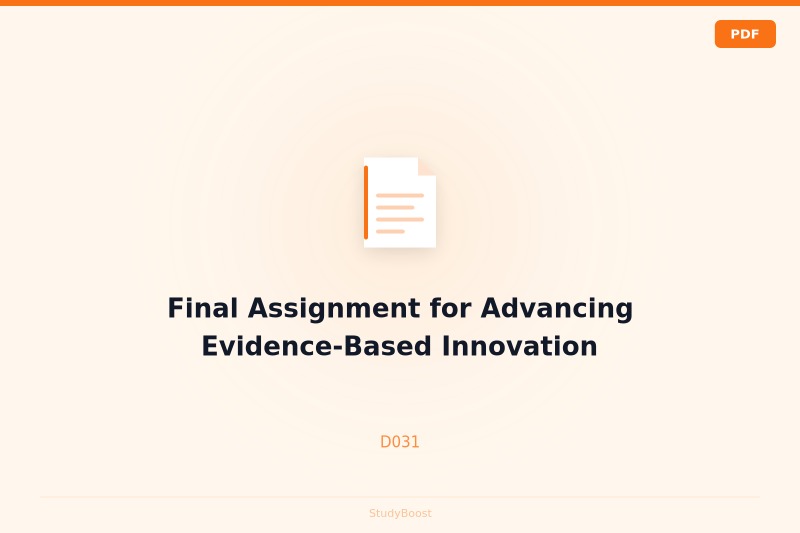 Final Assignment for Advancing Evidence-Based Innovation