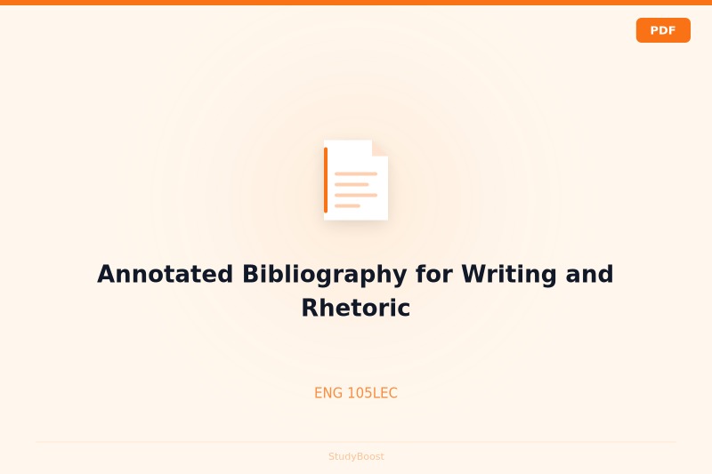 Annotated Bibliography for Writing and Rhetoric