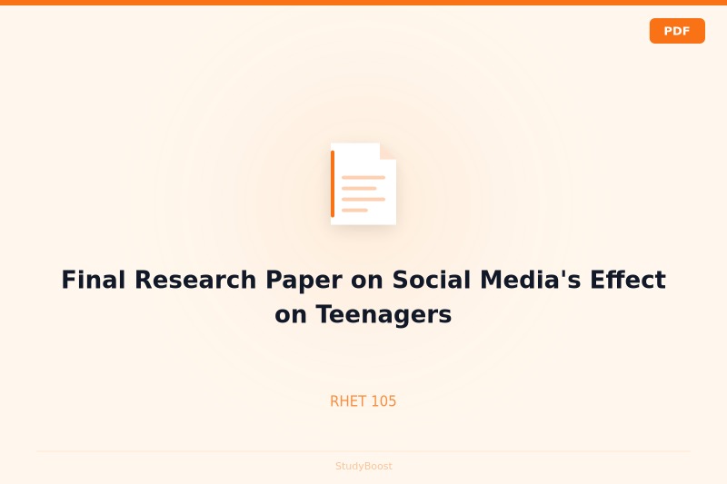 Final Research Paper on Social Media's Effect on Teenagers