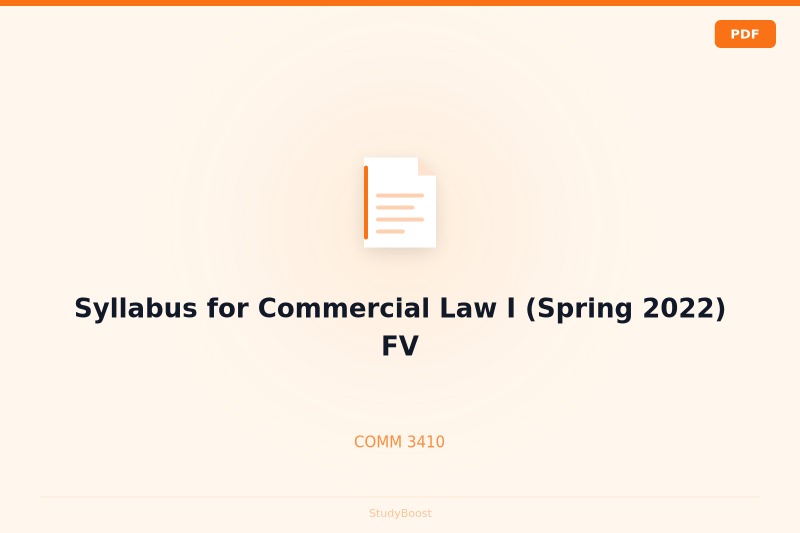 Syllabus for Commercial Law I (Spring 2022) FV