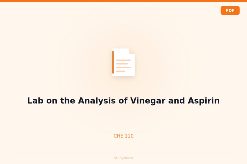 Lab on the Analysis of Vinegar and Aspirin