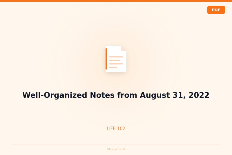Well-Organized Notes from August 31, 2022