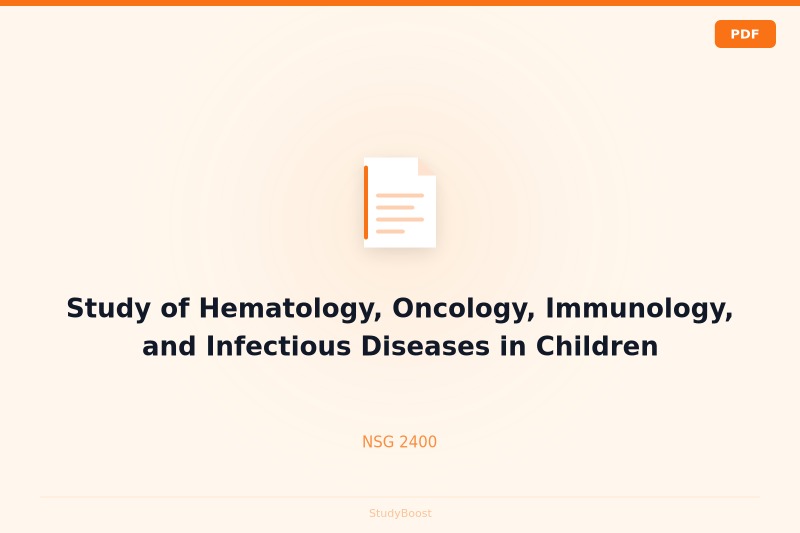 Study of Hematology, Oncology, Immunology, and Infectious Diseases in Children