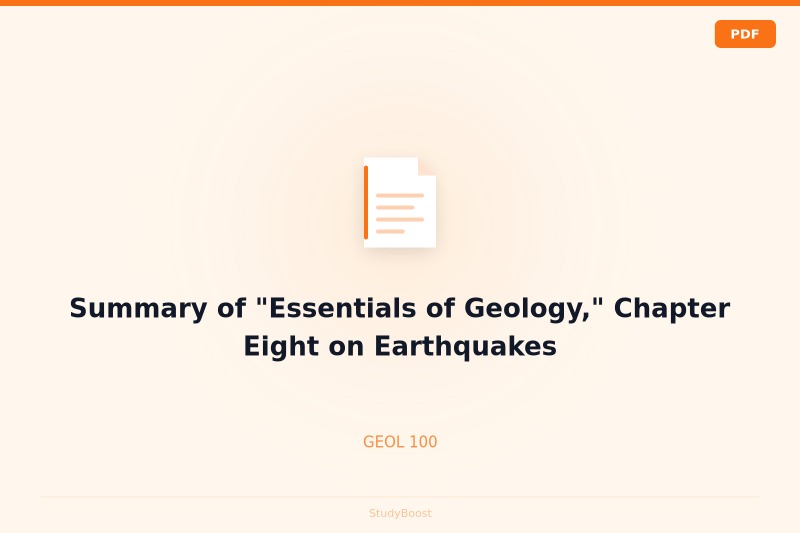 Summary of "Essentials of Geology," Chapter Eight on Earthquakes