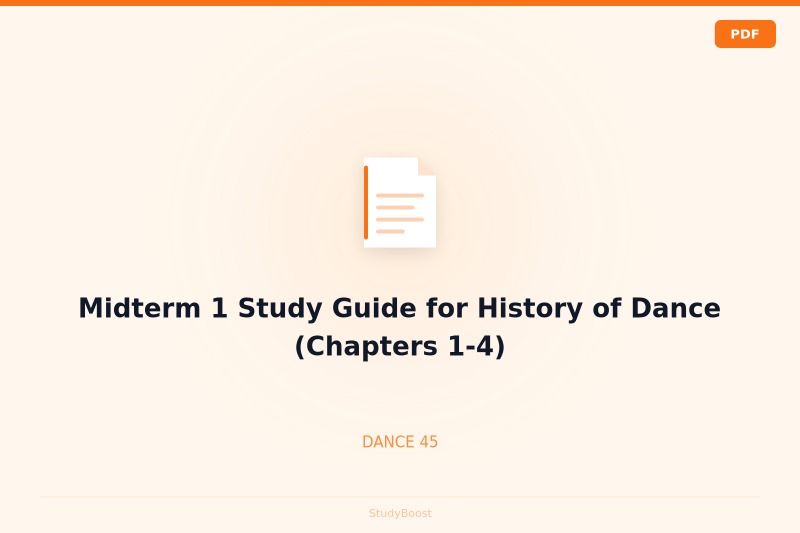 Midterm 1 Study Guide for History of Dance (Chapters 1-4)