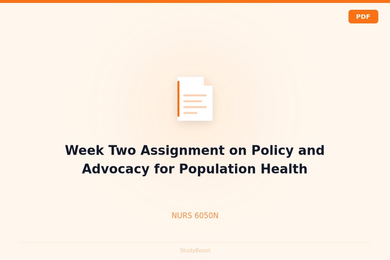 Week Two Assignment on Policy and Advocacy for Population Health