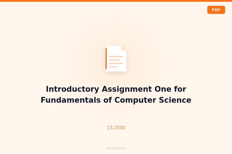 Introductory Assignment One for Fundamentals of Computer Science