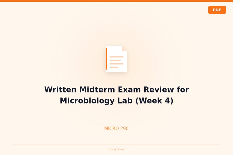 Written Midterm Exam Review for Microbiology Lab (Week 4)