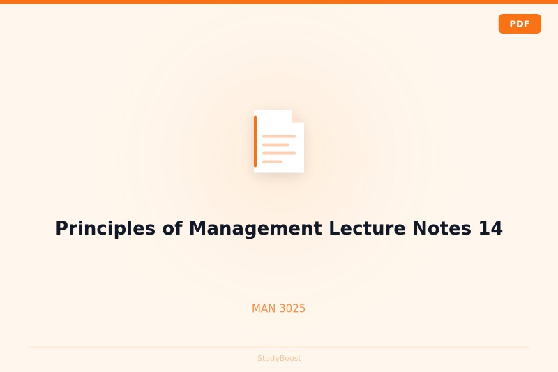 Principles of Management Lecture Notes 14