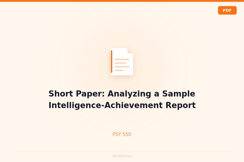 Short Paper: Analyzing a Sample Intelligence-Achievement Report