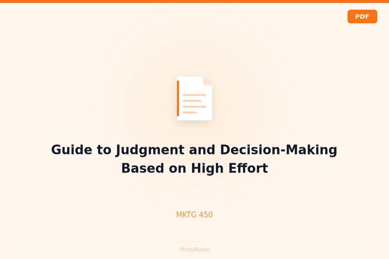 Guide to Judgment and Decision-Making Based on High Effort