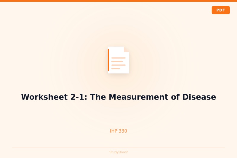 Worksheet 2-1: The Measurement of Disease