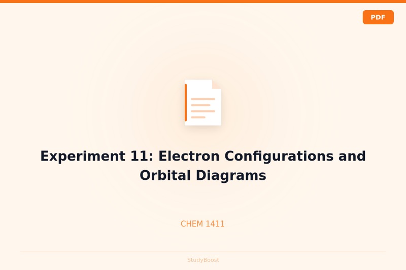 Experiment 11: Electron Configurations and Orbital Diagrams