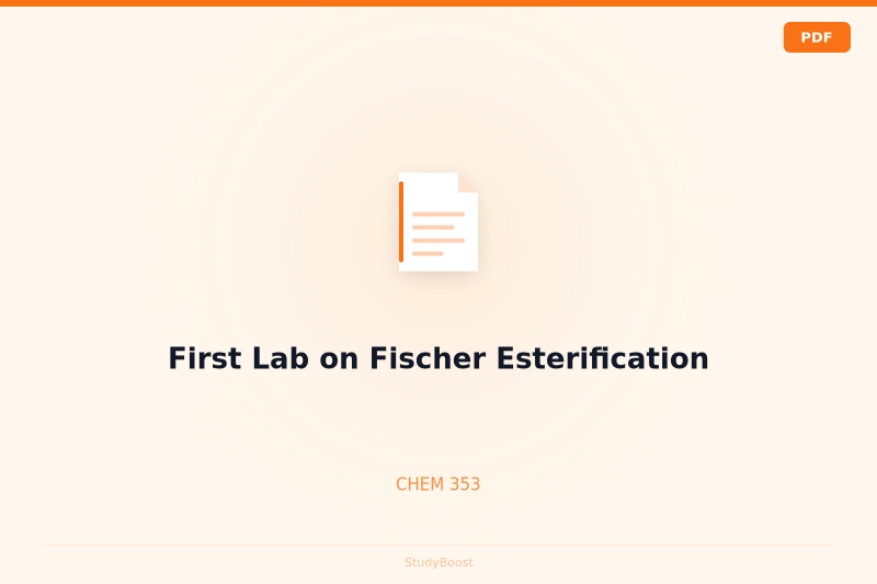 First Lab on Fischer Esterification