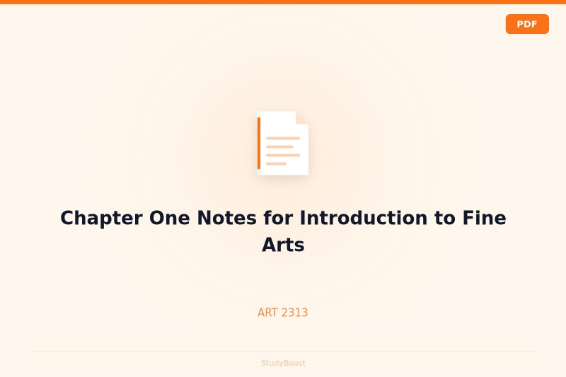 Chapter One Notes for Introduction to Fine Arts