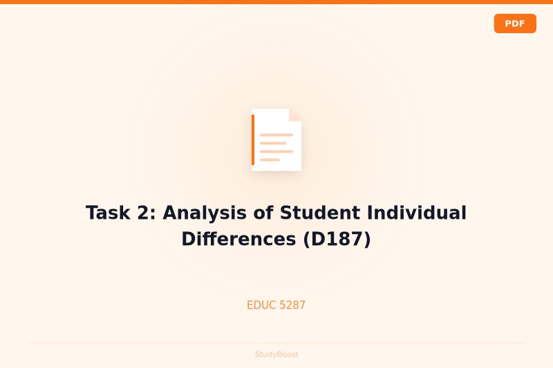 Task 2: Analysis of Student Individual Differences (D187)