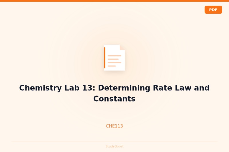 Chemistry Lab 13: Determining Rate Law and Constants