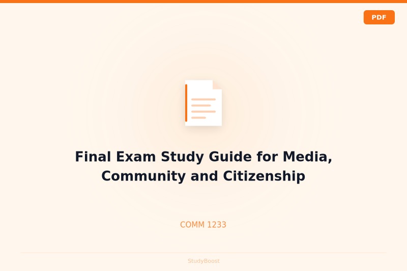 Final Exam Study Guide for Media, Community and Citizenship