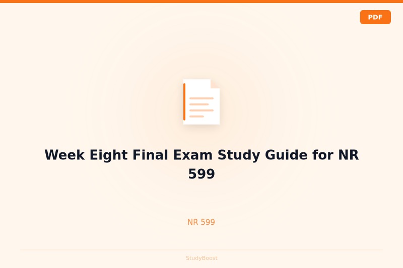 Week Eight Final Exam Study Guide for NR 599
