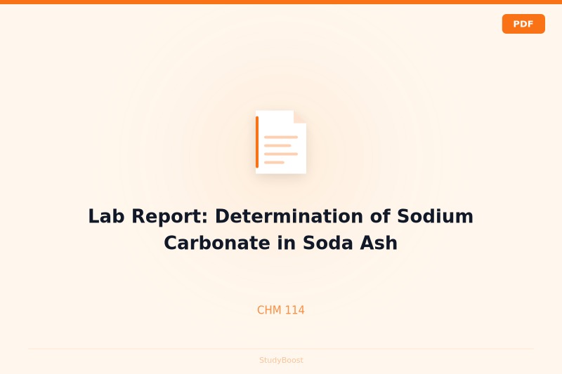 Lab Report: Determination of Sodium Carbonate in Soda Ash