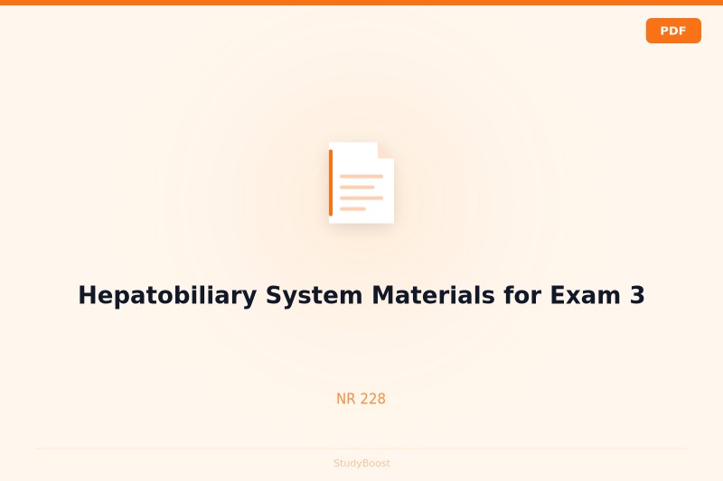 Hepatobiliary System Materials for Exam 3
