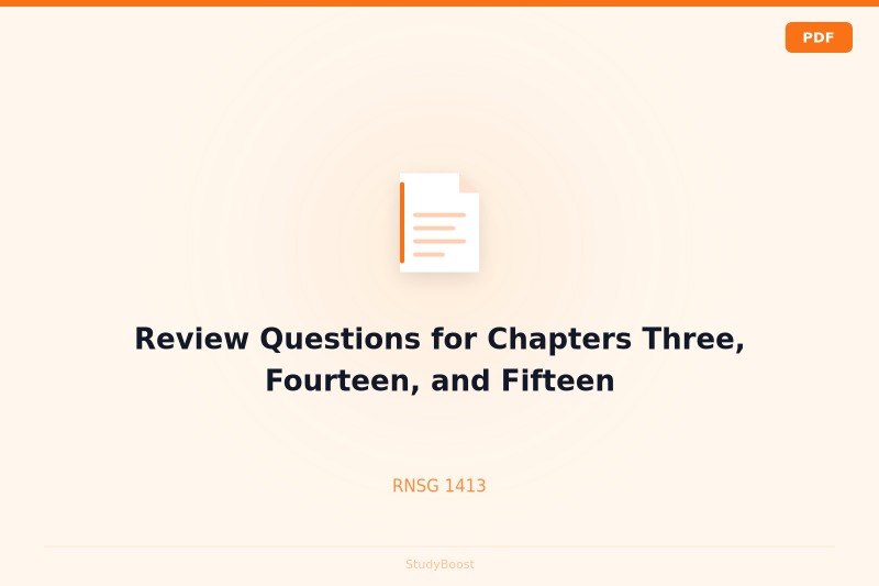 Review Questions for Chapters Three, Fourteen, and Fifteen