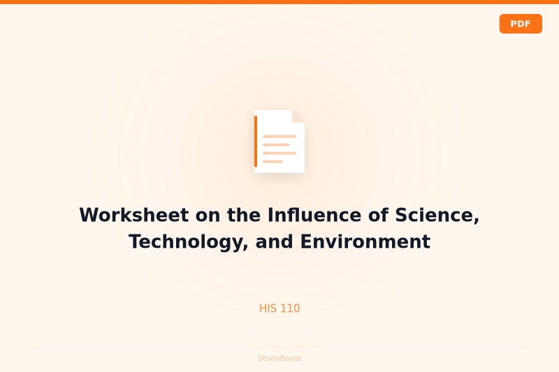 Worksheet on the Influence of Science, Technology, and Environment