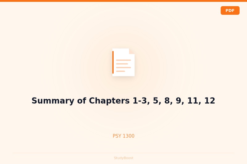 Summary of Chapters 1-3, 5, 8, 9, 11, 12