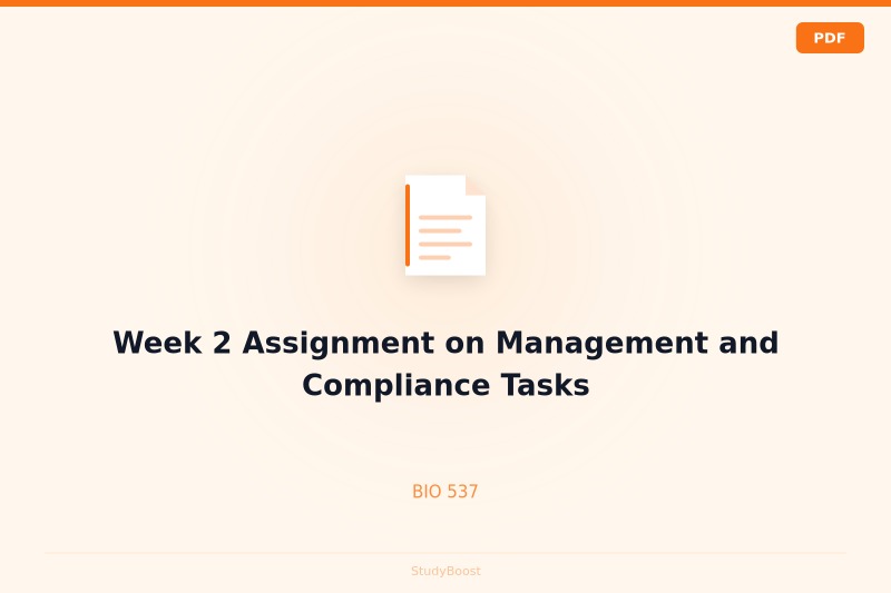 Week 2 Assignment on Management and Compliance Tasks