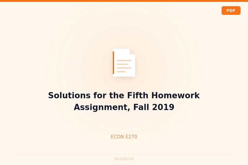 Solutions for the Fifth Homework Assignment, Fall 2019