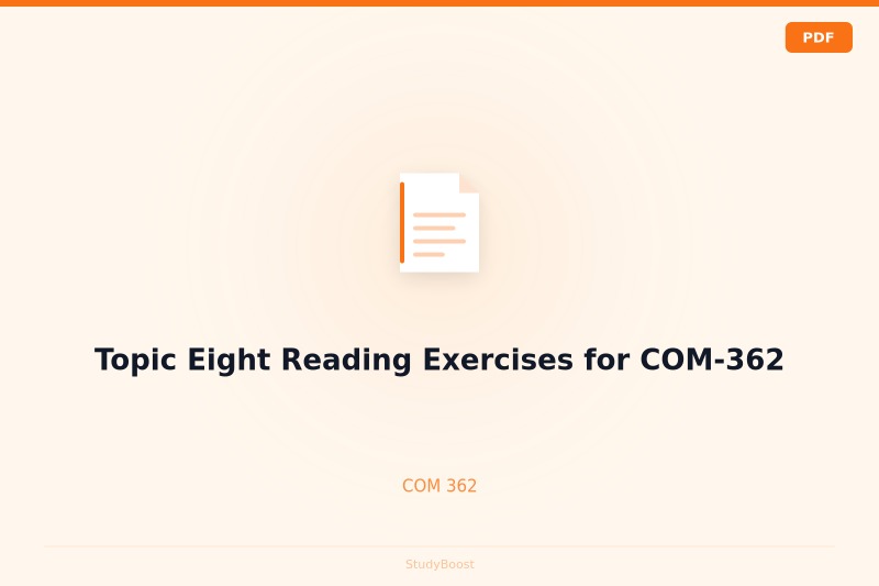 Topic Eight Reading Exercises for COM-362