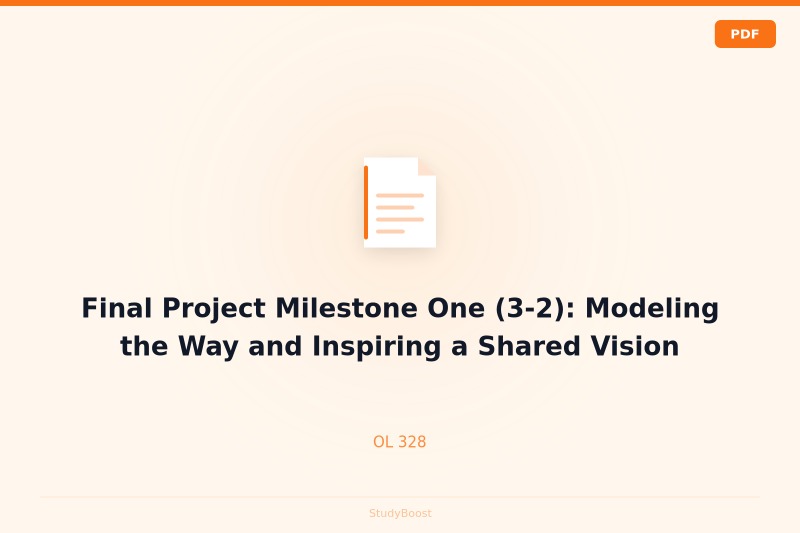 Final Project Milestone One (3-2): Modeling the Way and Inspiring a Shared Vision