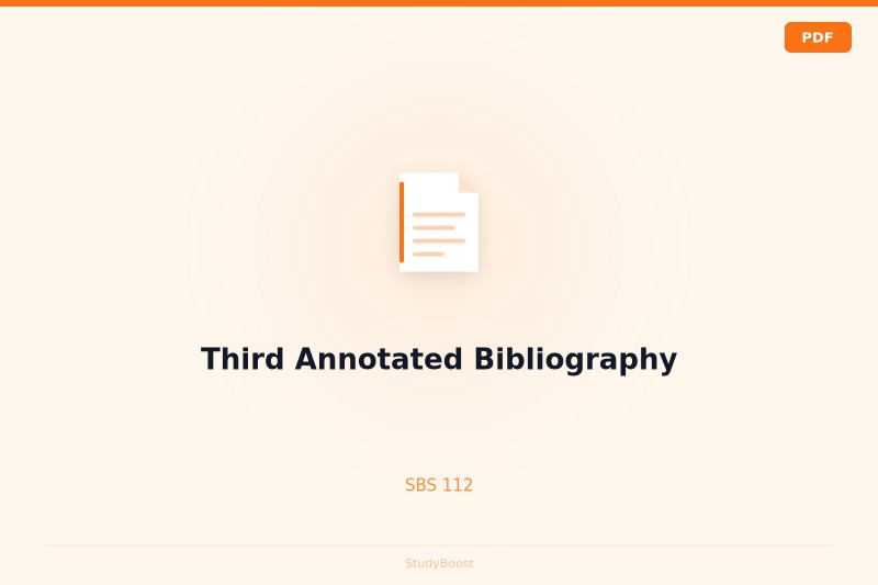 Third Annotated Bibliography
