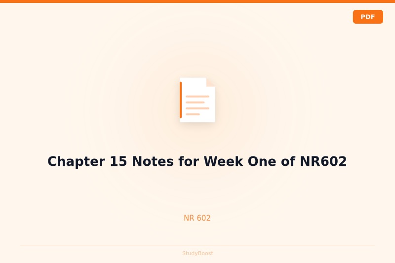 Chapter 15 Notes for Week One of NR602