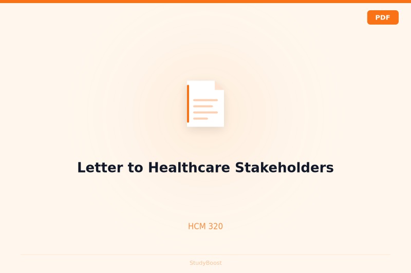 Letter to Healthcare Stakeholders