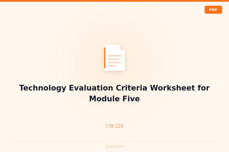 Technology Evaluation Criteria Worksheet for Module Five