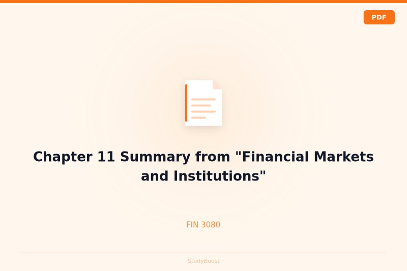 Chapter 11 Summary from "Financial Markets and Institutions"