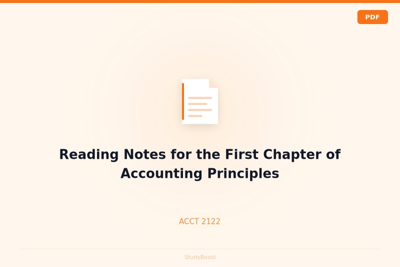 Reading Notes for the First Chapter of Accounting Principles