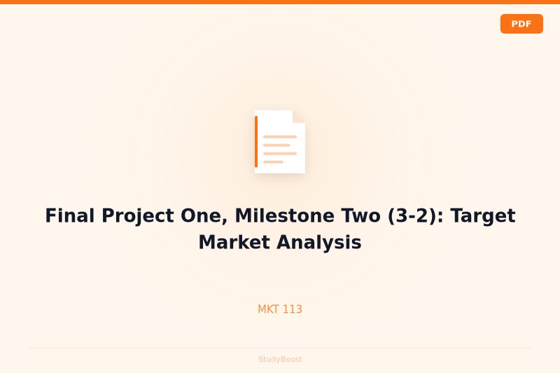Final Project One, Milestone Two (3-2): Target Market Analysis
