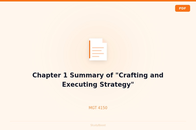 Chapter 1 Summary of "Crafting and Executing Strategy"