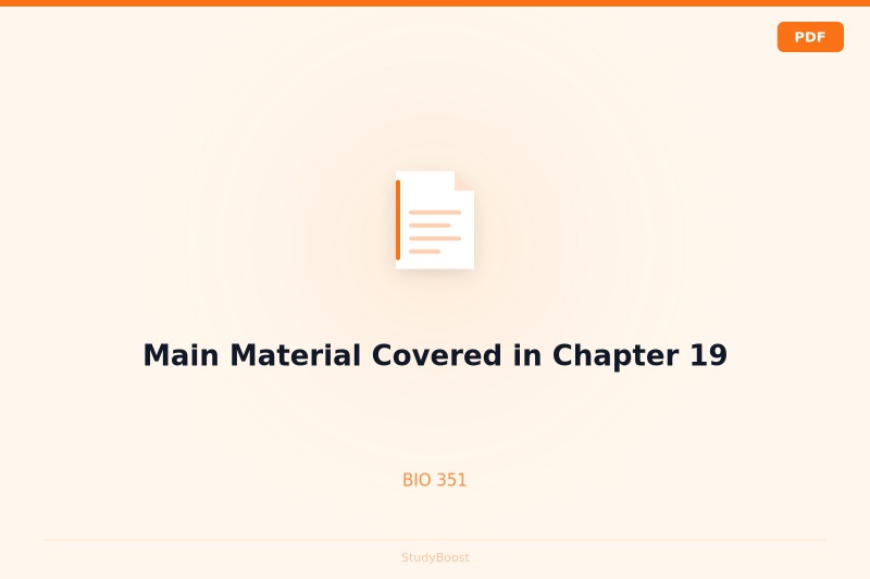 Main Material Covered in Chapter 19