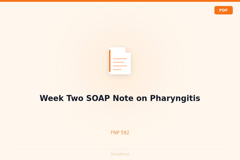 Week Two SOAP Note on Pharyngitis