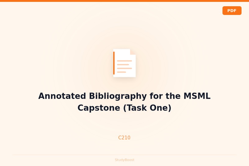 Annotated Bibliography for the MSML Capstone (Task One)