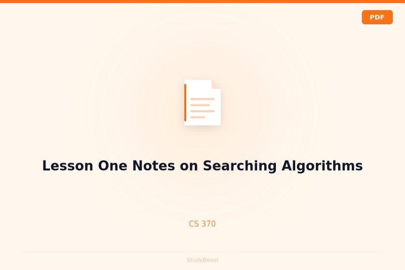 Lesson One Notes on Searching Algorithms