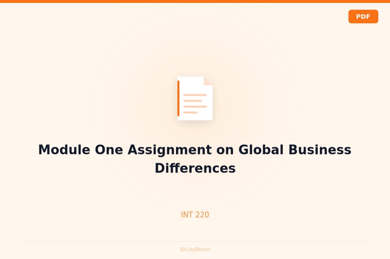 Module One Assignment on Global Business Differences