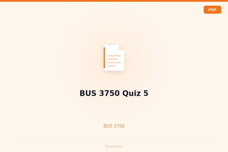 BUS 3750 Quiz 5